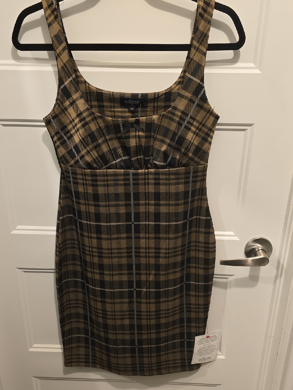 NWT Eclipse Brown & Black Plaid Dress